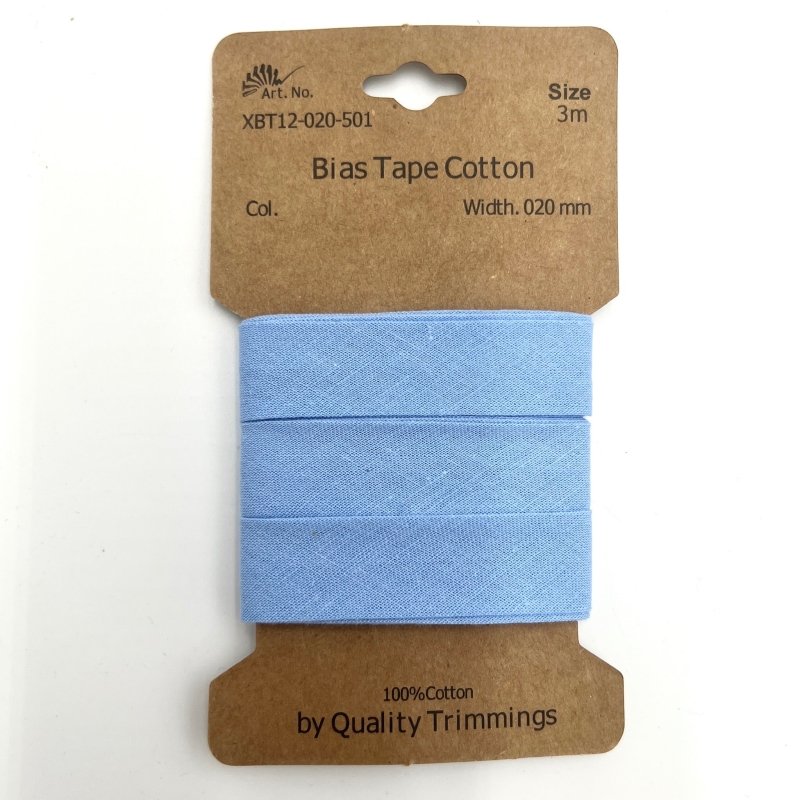 Baumwollschrägband Bias Tape Cotton-Zubehör-in-Hell Blau-von-StoffRoyal.-SKU:-XBT12-501-020-Hell-Blau