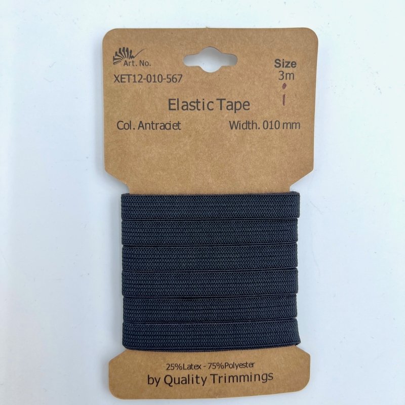 Gummiband Elastic Tape-Zubehör-in-Anthrazit-von-StoffRoyal.-SKU:-XET12-567-Anthrazit / 10 mm