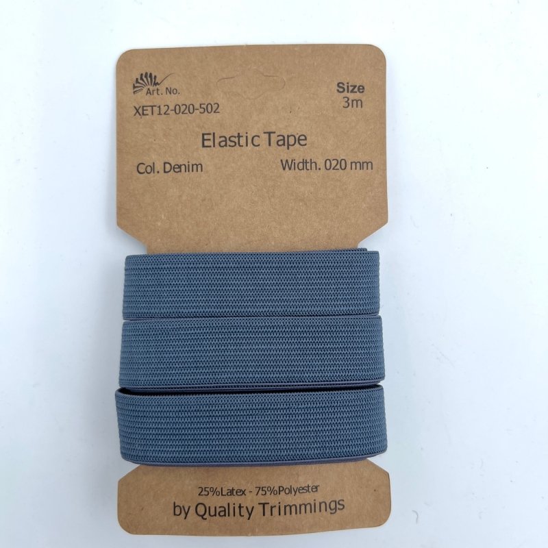 Gummiband Elastic Tape-Zubehör-in-Jeans-von-StoffRoyal.-SKU:-XET12-502-Jeans / 20 mm